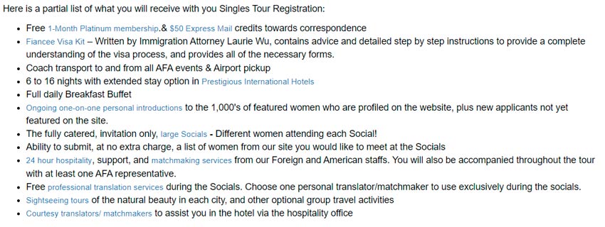 AFA romance tours